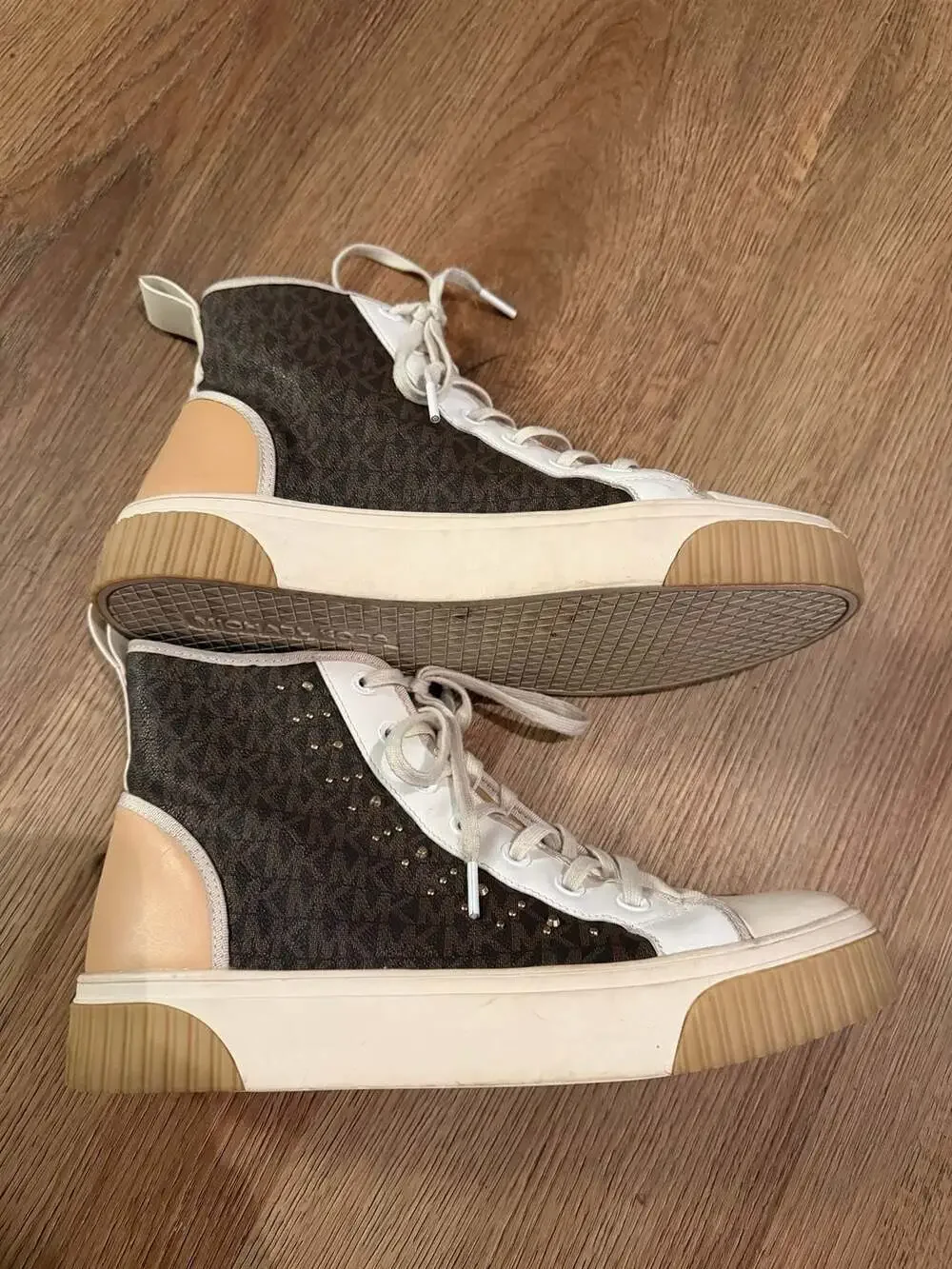Michael Kors Logo Print High Top Sneakers Size 11M